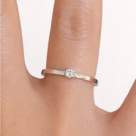 Sterling Solitaire 925 Silver Ring Zircon Band